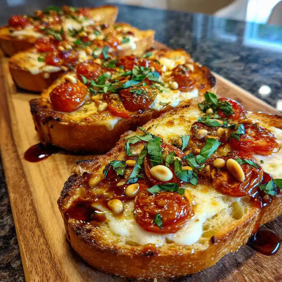 Basil Tomato Cheesy Toast With Sun Dried Tomato Glaze 1767844841.336993
