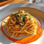 Creamy Chicken Spaghetti With Roasted Red Pepper Swirl 1767855671.2693002