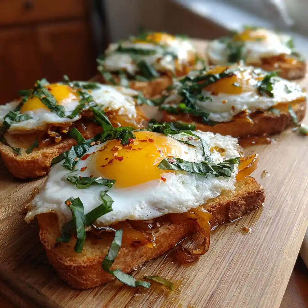 Basil Infused Olive Oil Drizzled Egg Cheese Toasts 1772054001.0751832