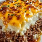 Savory Ground Beef Meatloaf with Cheesy Potato Topping 4 Savory Ground Beef Meatloaf with Cheesy Potato Topping